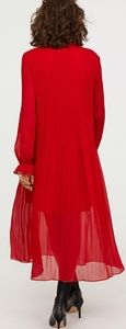 H&M Women's Pleated Chiffon Maxi Red Dress